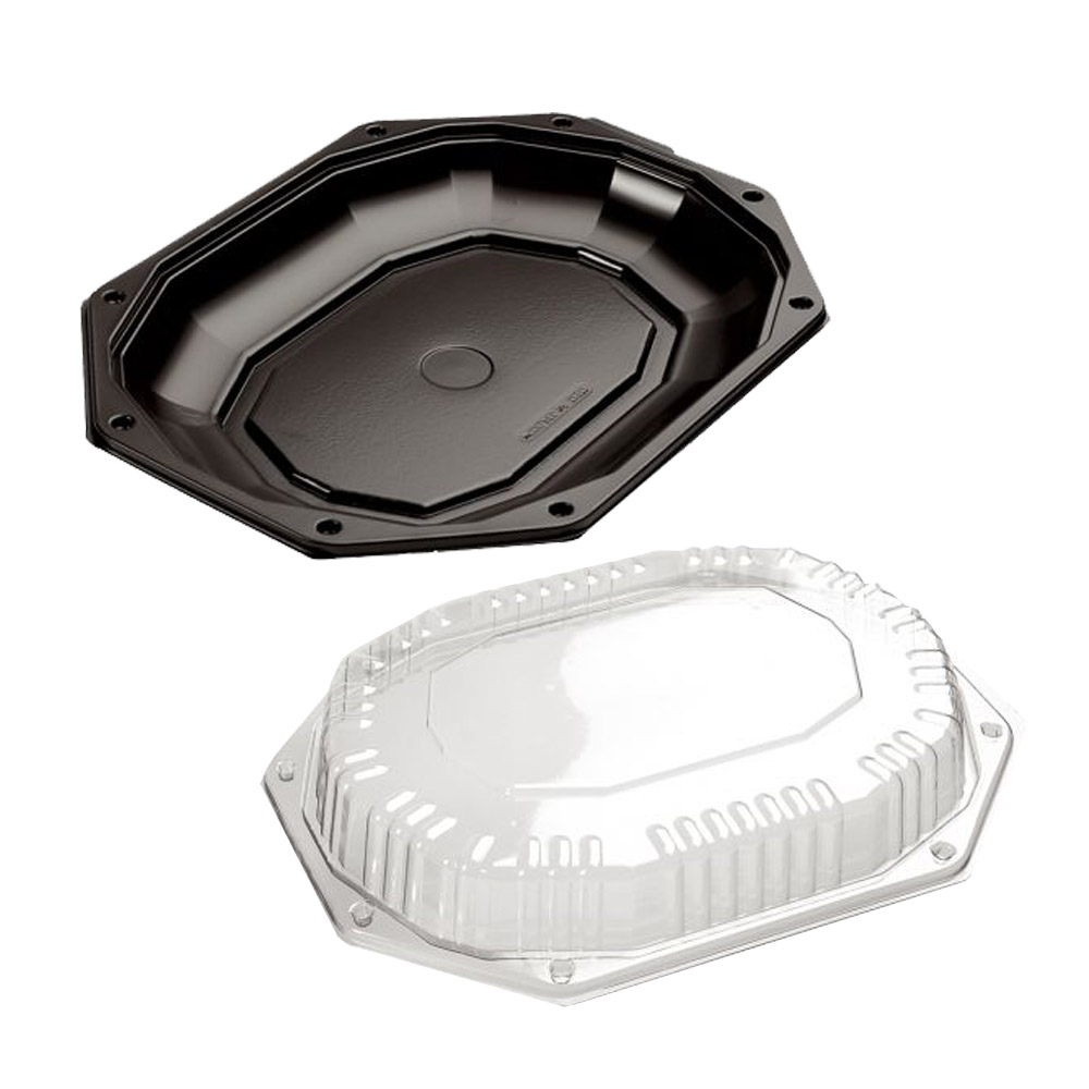 Platou oval negru și capac transparent