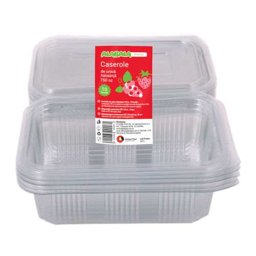 Caserole PET cu capac rectangulare Alabala Avantaj 1000 cc 10 bucati / set
