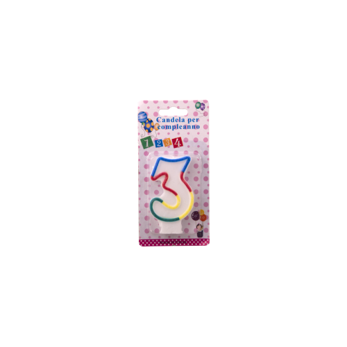Lumanare aniversare color cifra 3