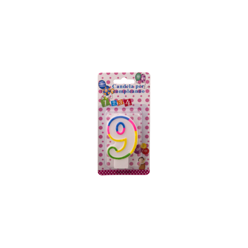 Lumanare aniversara color cifra 9