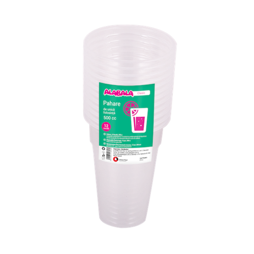 Pahare unica folosinta Alabala Clasic albe 500 cc 12 bucati / set Pahare unica folosinta Alabala Clasic albe 500 cc 12 bucati / set